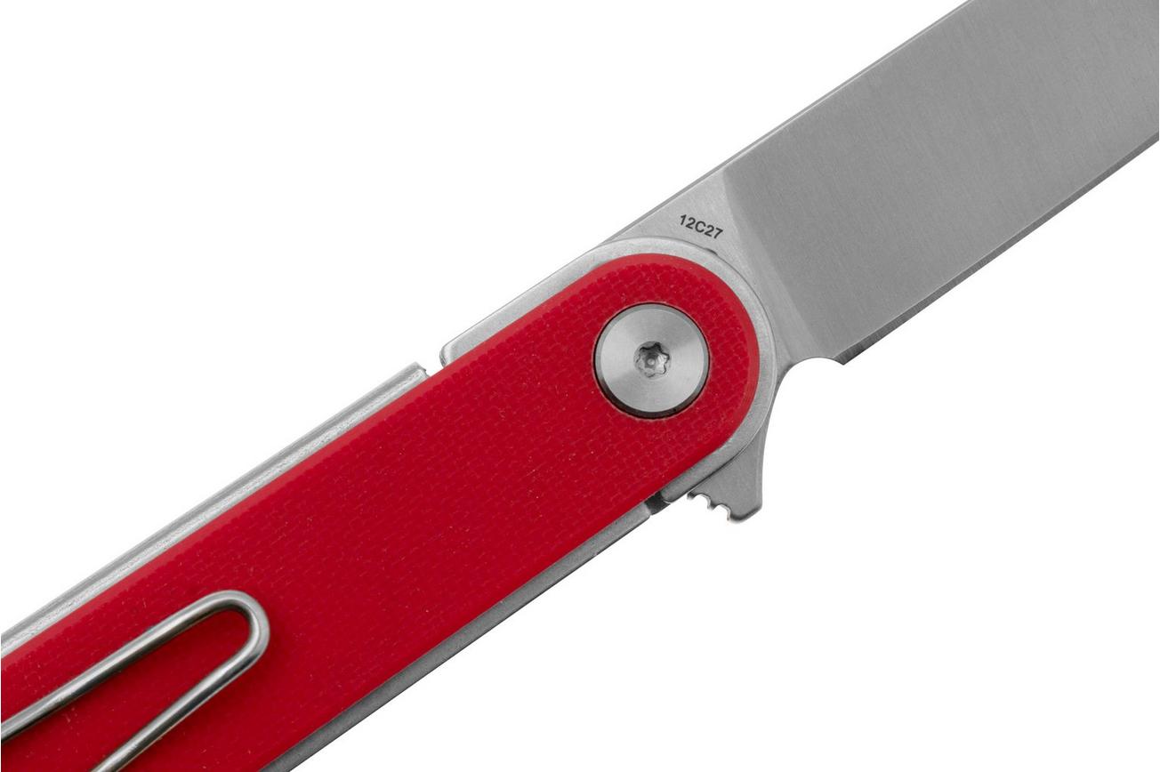Real Steel Iris Flipper 8061AR Satin 12C27, Red G10, zakmes