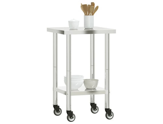 VIDAXL - Mobilier de cuisine Table de travail de cuisine avec roues 55x55x85 cm inox