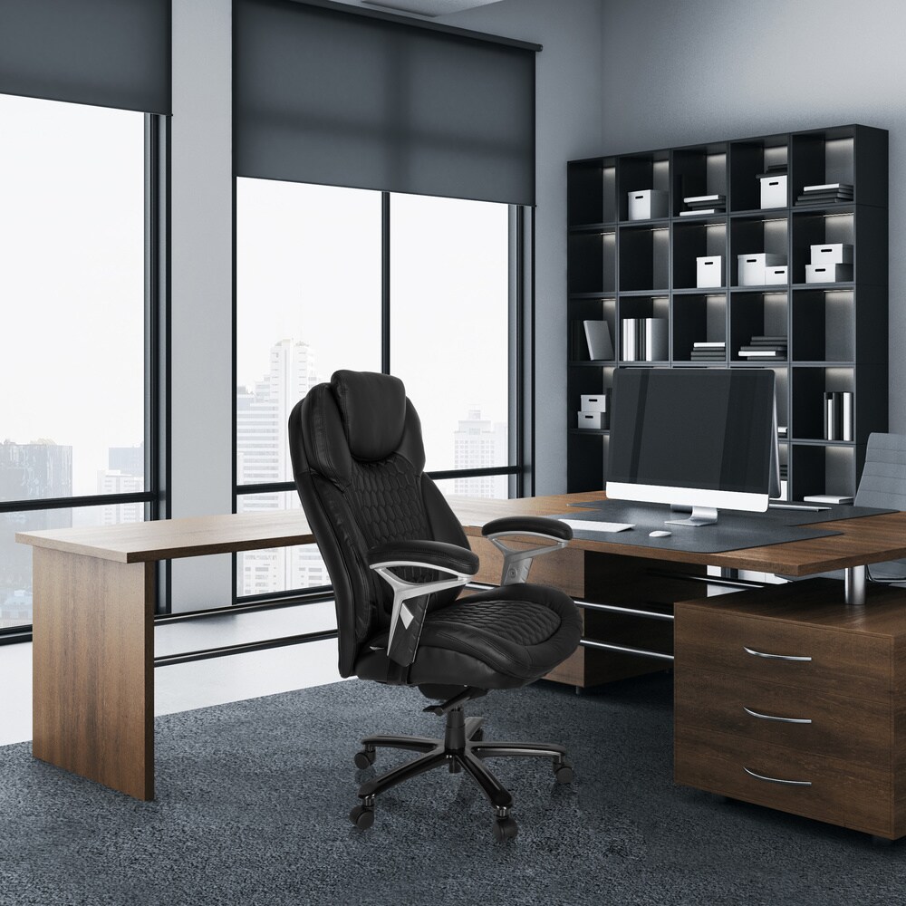 XXL Drehstuhl XXL PULLMANN I Leder mit Armlehnen (höhenverstellbar) hjh OFFICE
