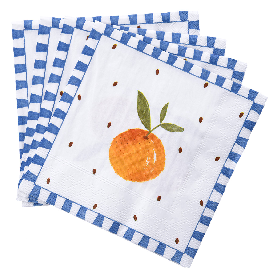 My Home 20 Servietten mit Orangen-Dessin weiss / orange / dunkelblau