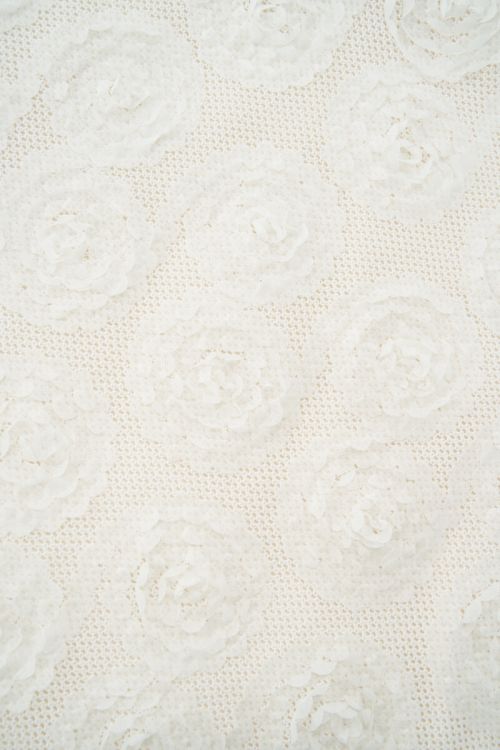 Witte kanten top met rozen en korte pofmouwen
