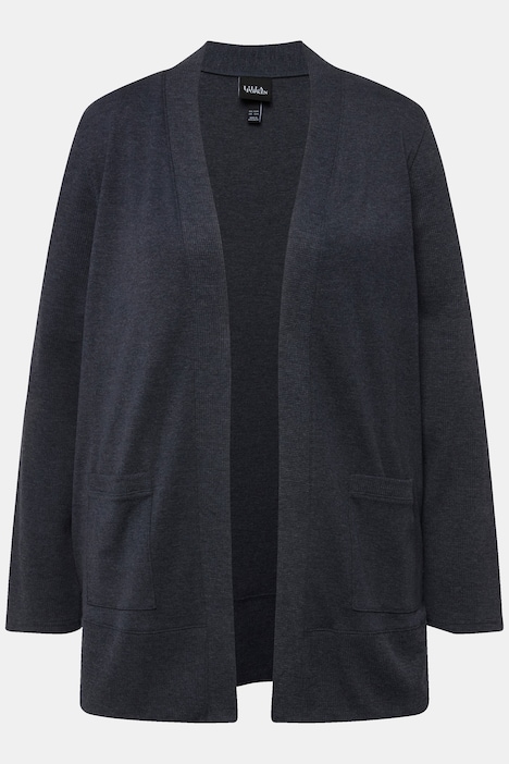 Sweatjacke, Waffelstruktur, offene Form, Langarm