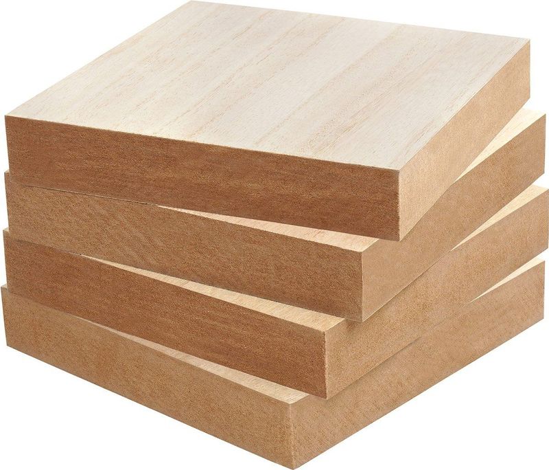 Houten Blokken - Vierkant - 4 Stuks - Natuurlijke Hout
