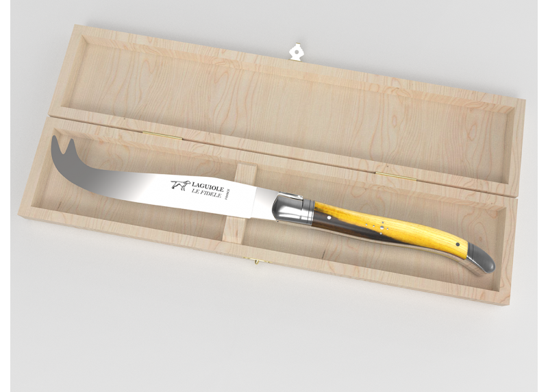 Couteau à fromage Laguiole avec un manche en bois de pistachier et mitres en acier inoxydable