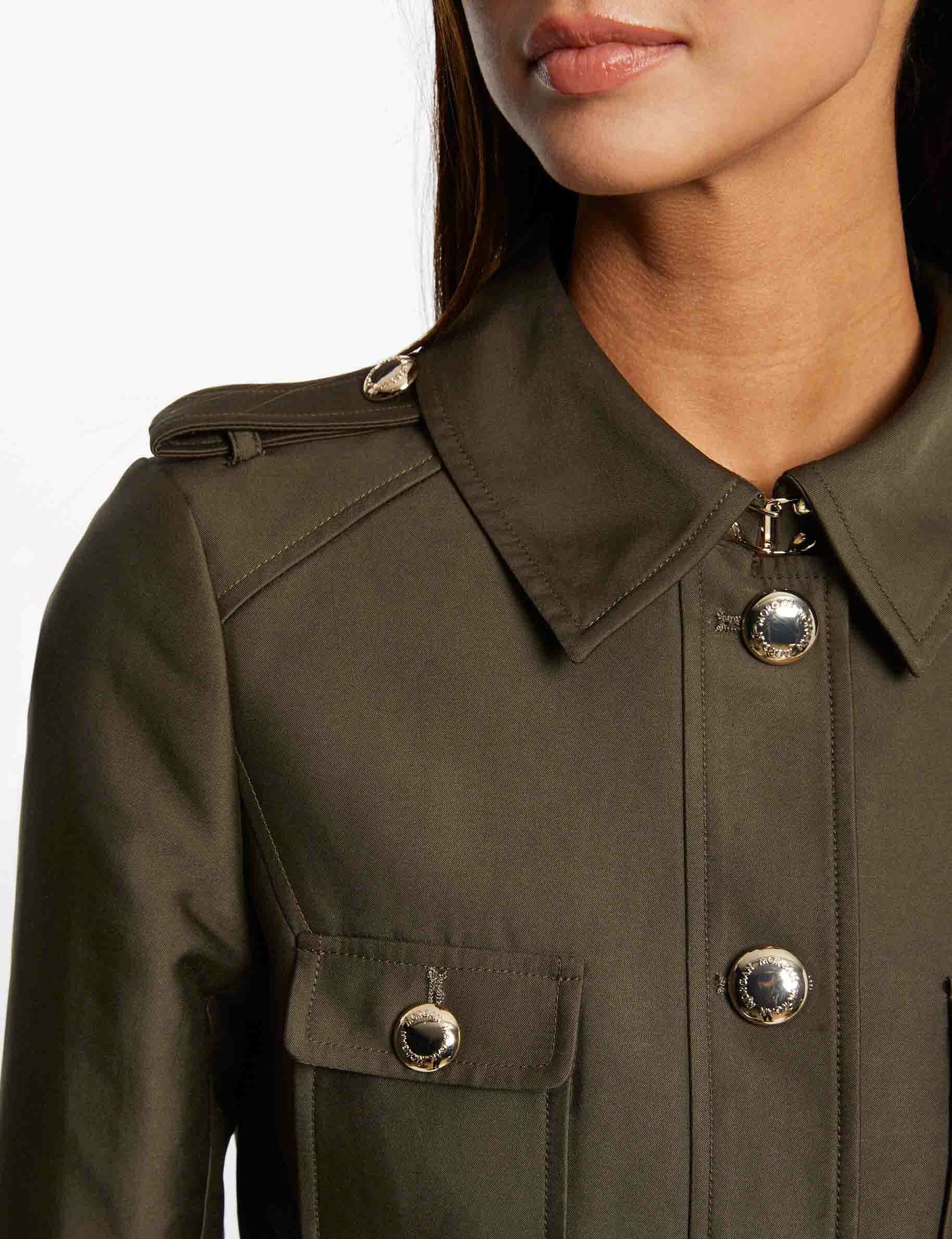 Trench droit ceinturé vert kaki femme - vert_kaki
