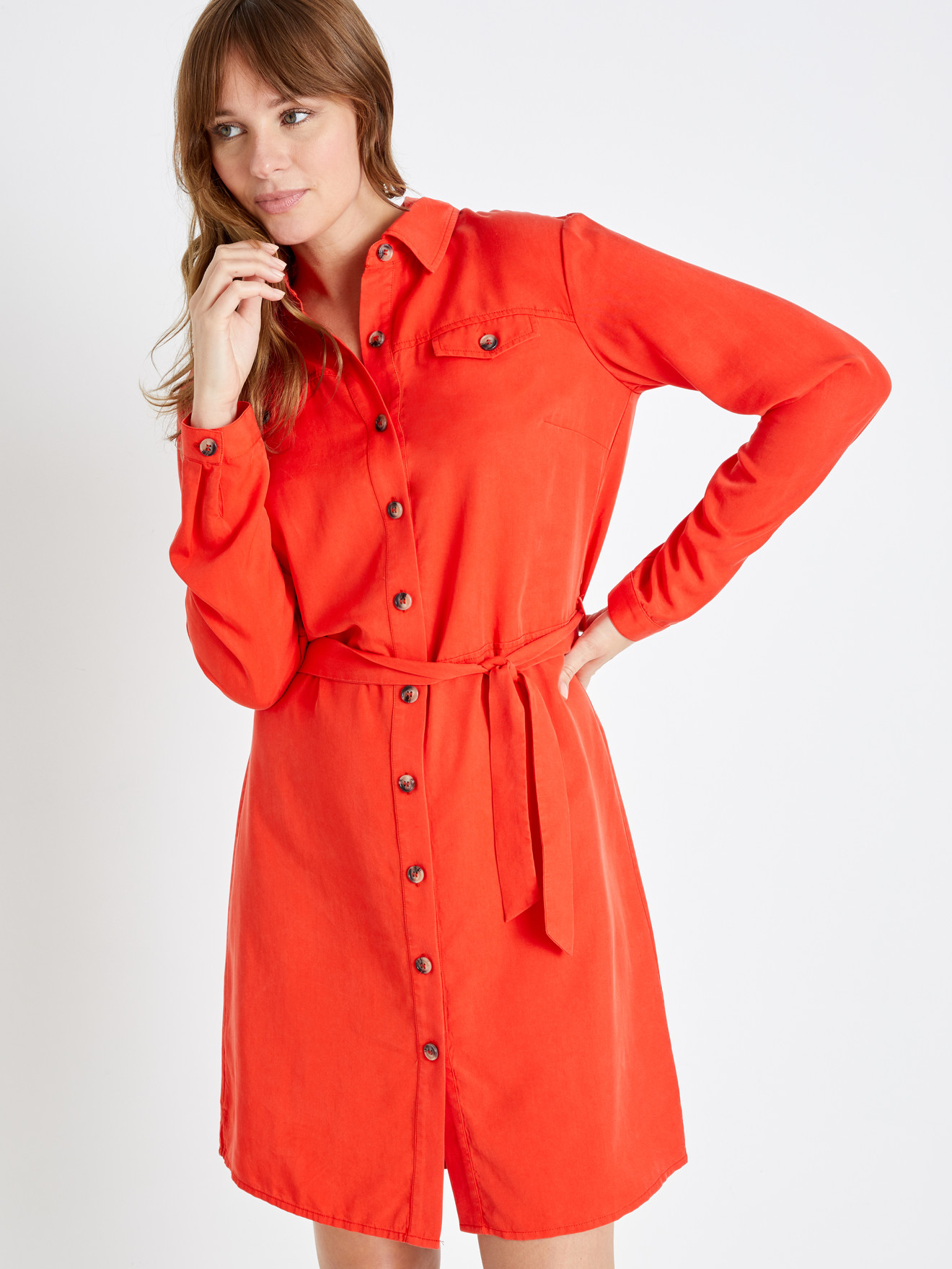 Robe-chemisier en lyocell