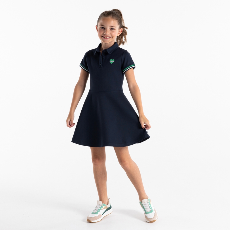 Robe polo manches courtes bleue fille