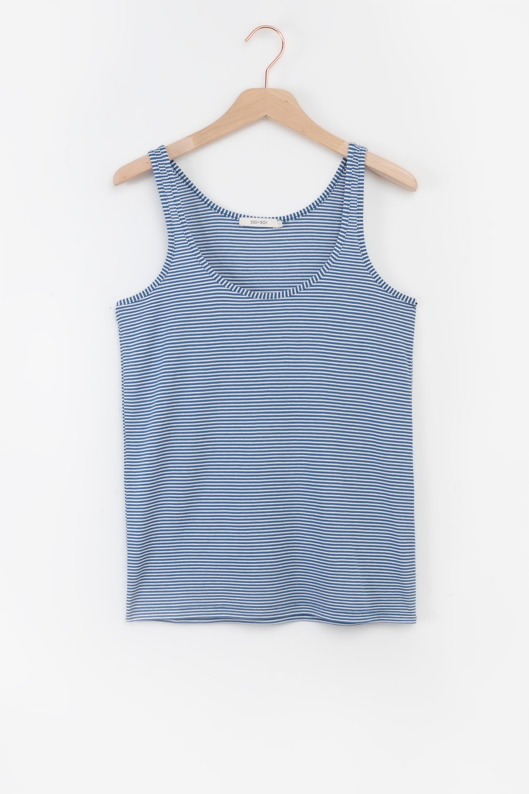 Blauw met wit gestreept singlet