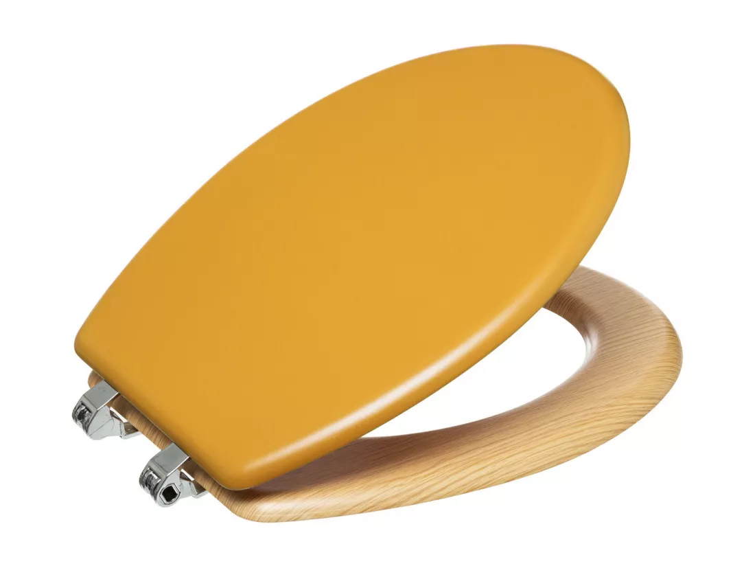 Abattant WC en Bois Jaune moutarde et Naturel