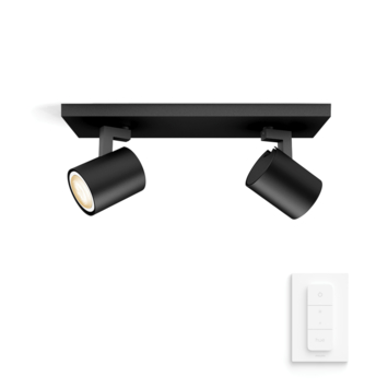 Philips Hue Runner opbouwspot 2x5W zwart incl. switch en bluetooth