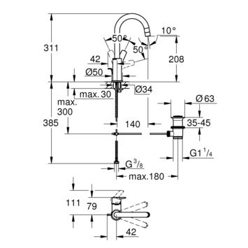 Grohe Wastafelmengkraan Start Loop L-size Push Open Chroom