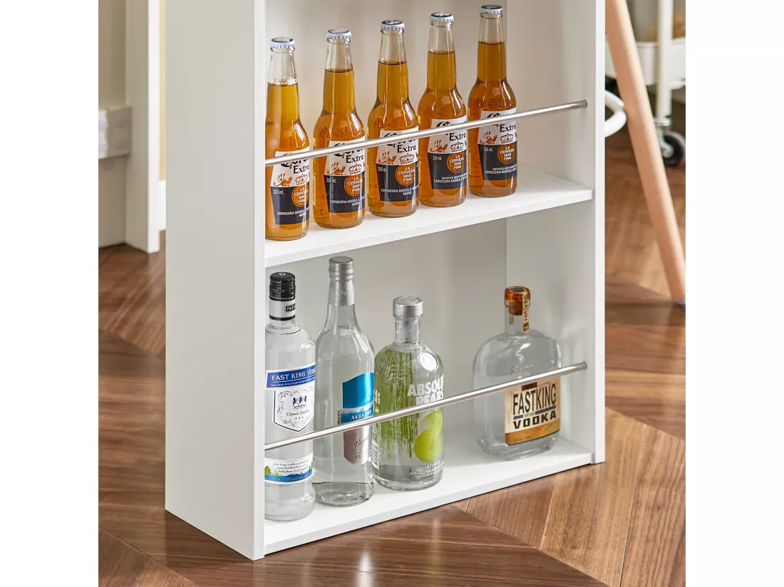Table Haute De Bar Mange-debout Cuisine Avec Rangements, Blanc, Fwt17-w