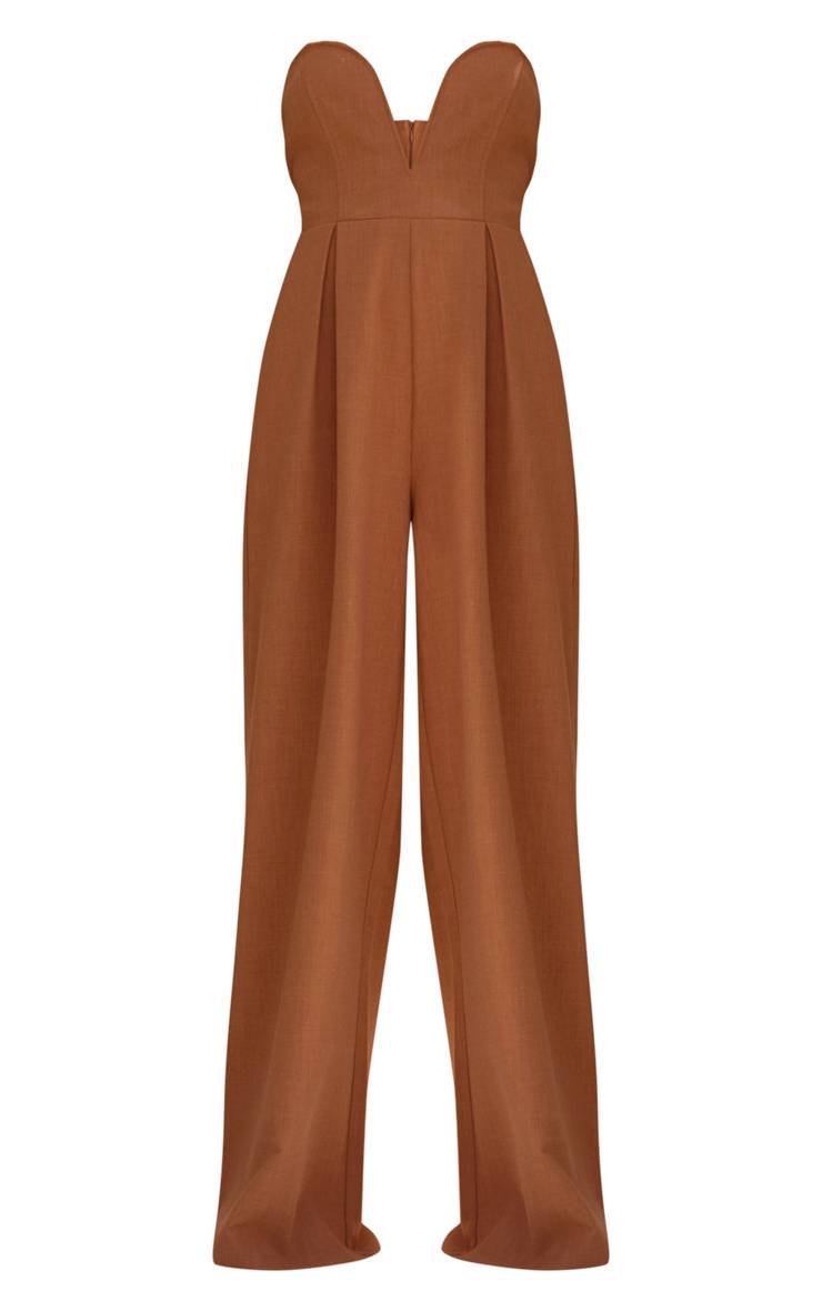 Rouille Combinaison Pantalon Plt Label À Jambes Larges Et Décolleté Plongeant
