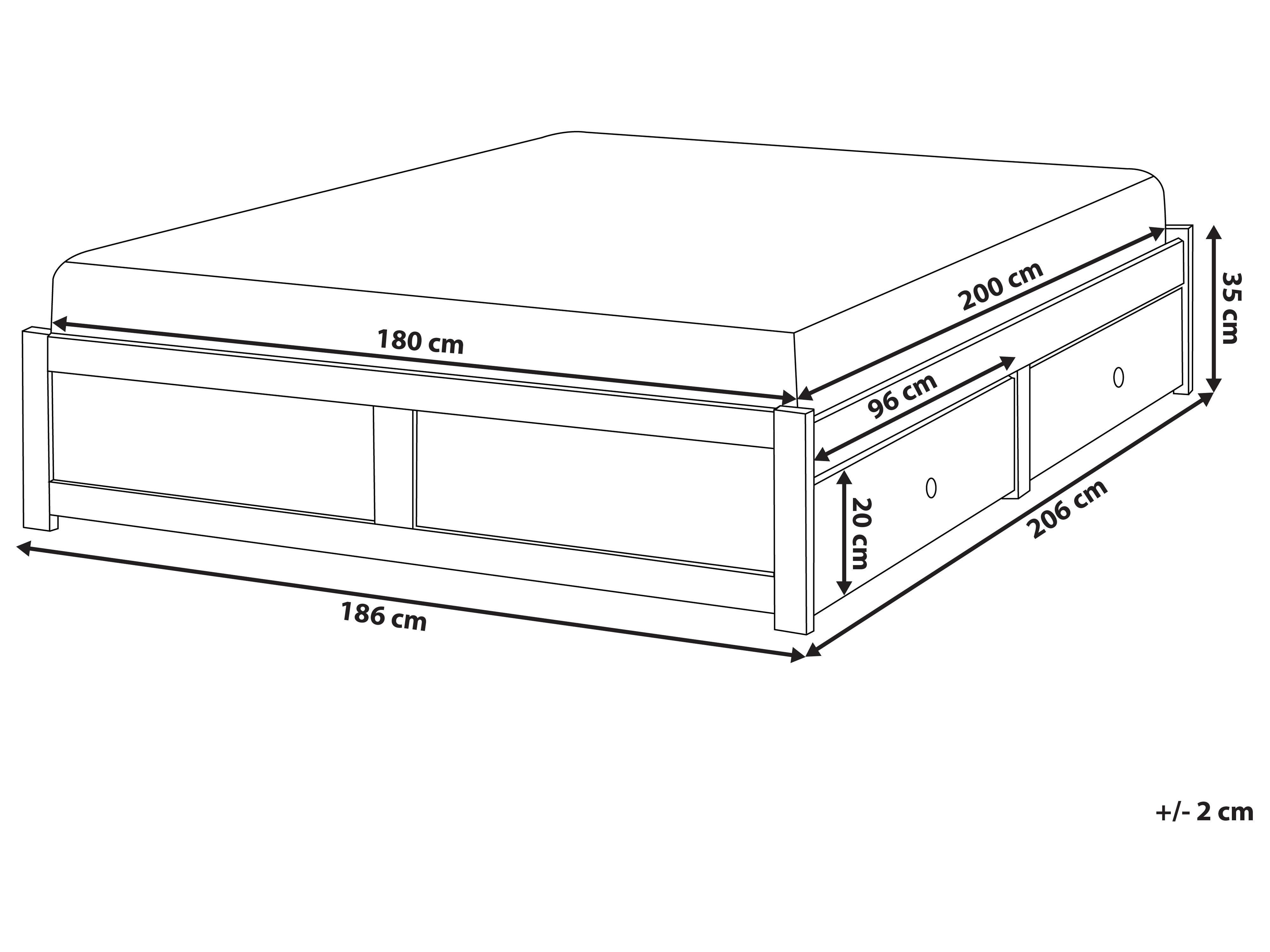 Bed met opbergruimte zonder hoofdbord BRUX 180 x 200 cm Wit