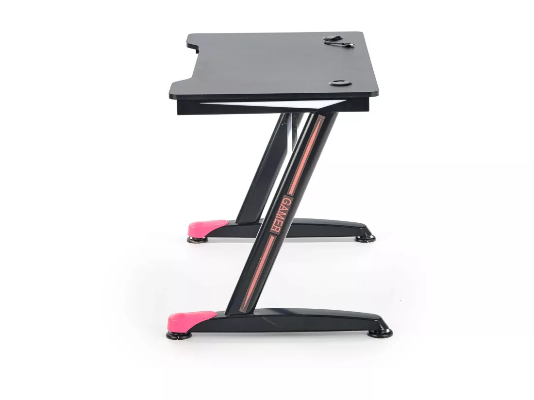 Bureau gamer noir et rouge avec pieds en acier NERD