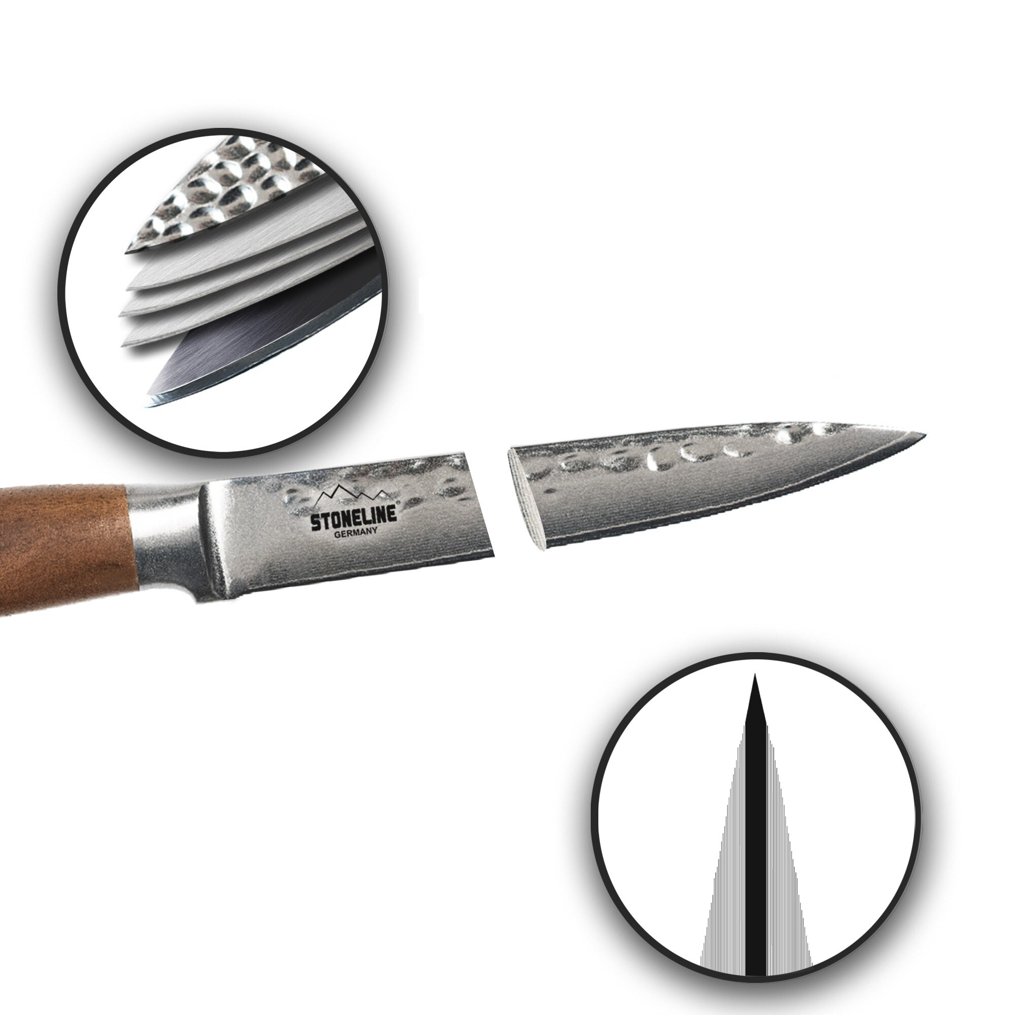 STONELINE® Hammerschlag Allzweckmesser 24 cm, aus Damaszenerstahl