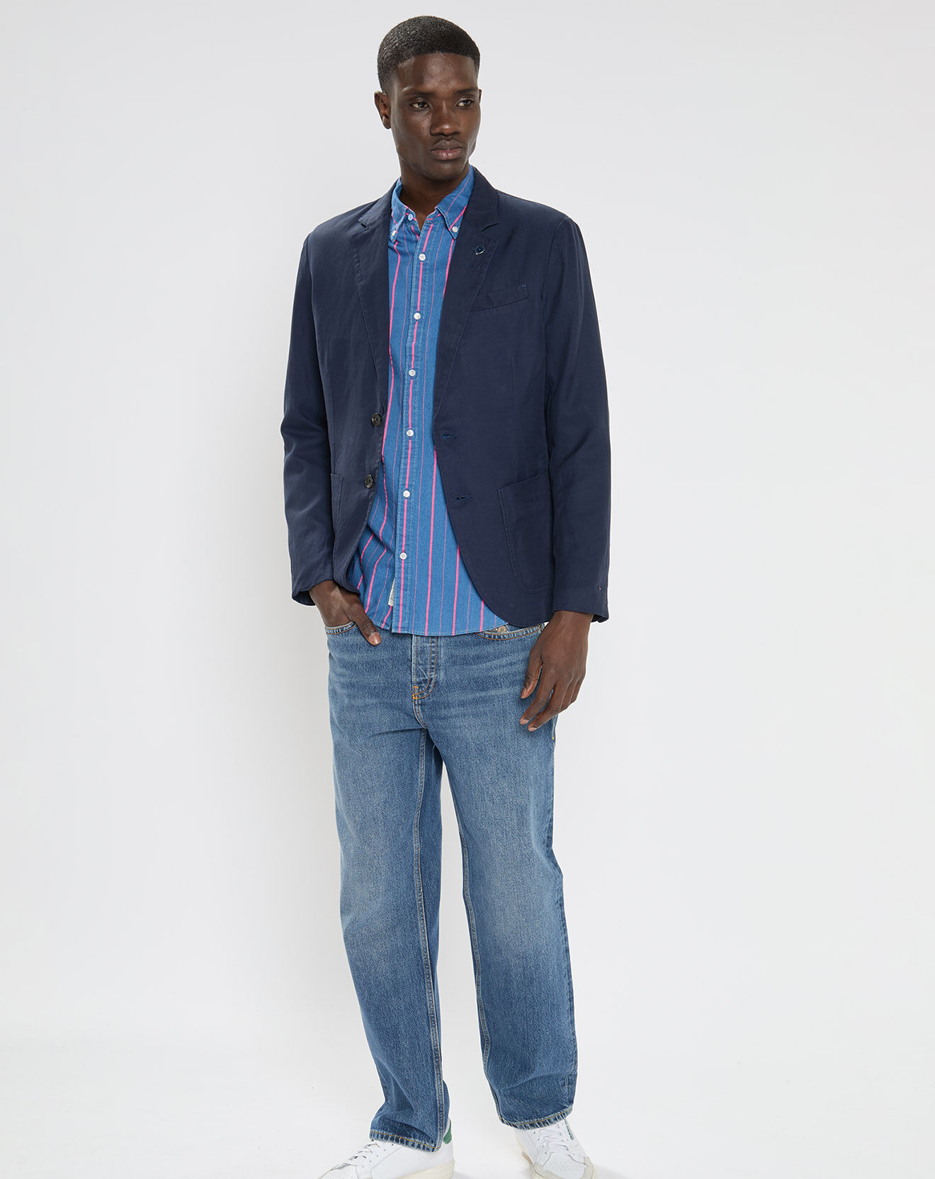 Scotch & Soda Blazer en Lin mélangé Slim Fit bleu marine