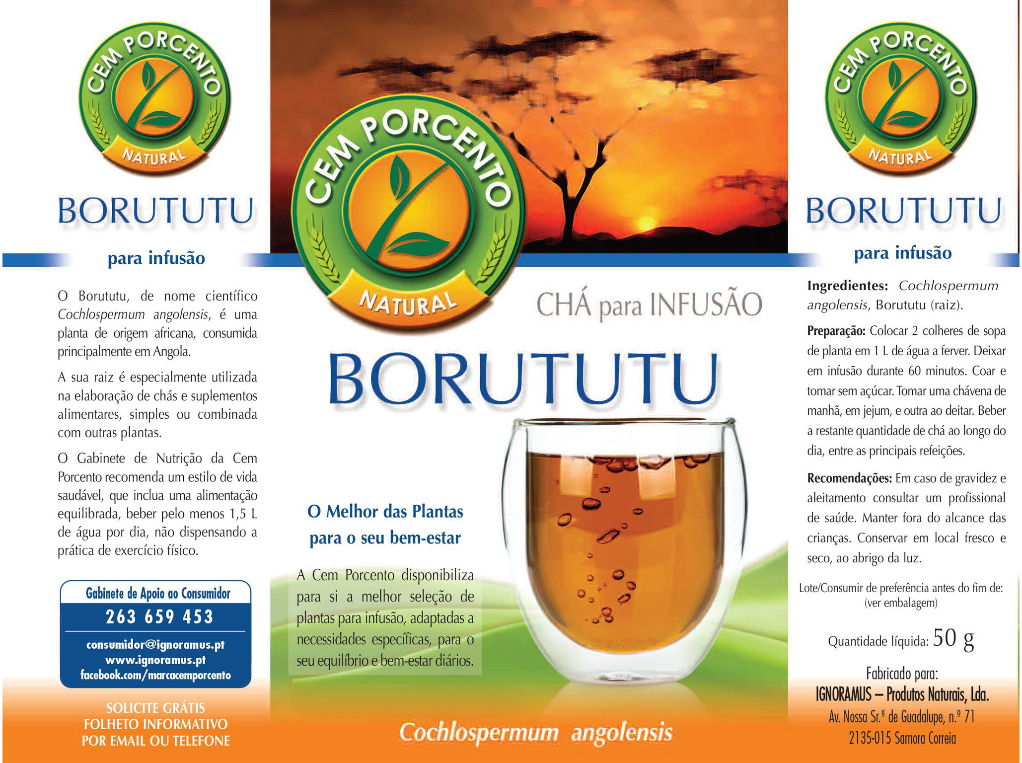 CHÁ CEM PORCENTO BORUTUTU 50G