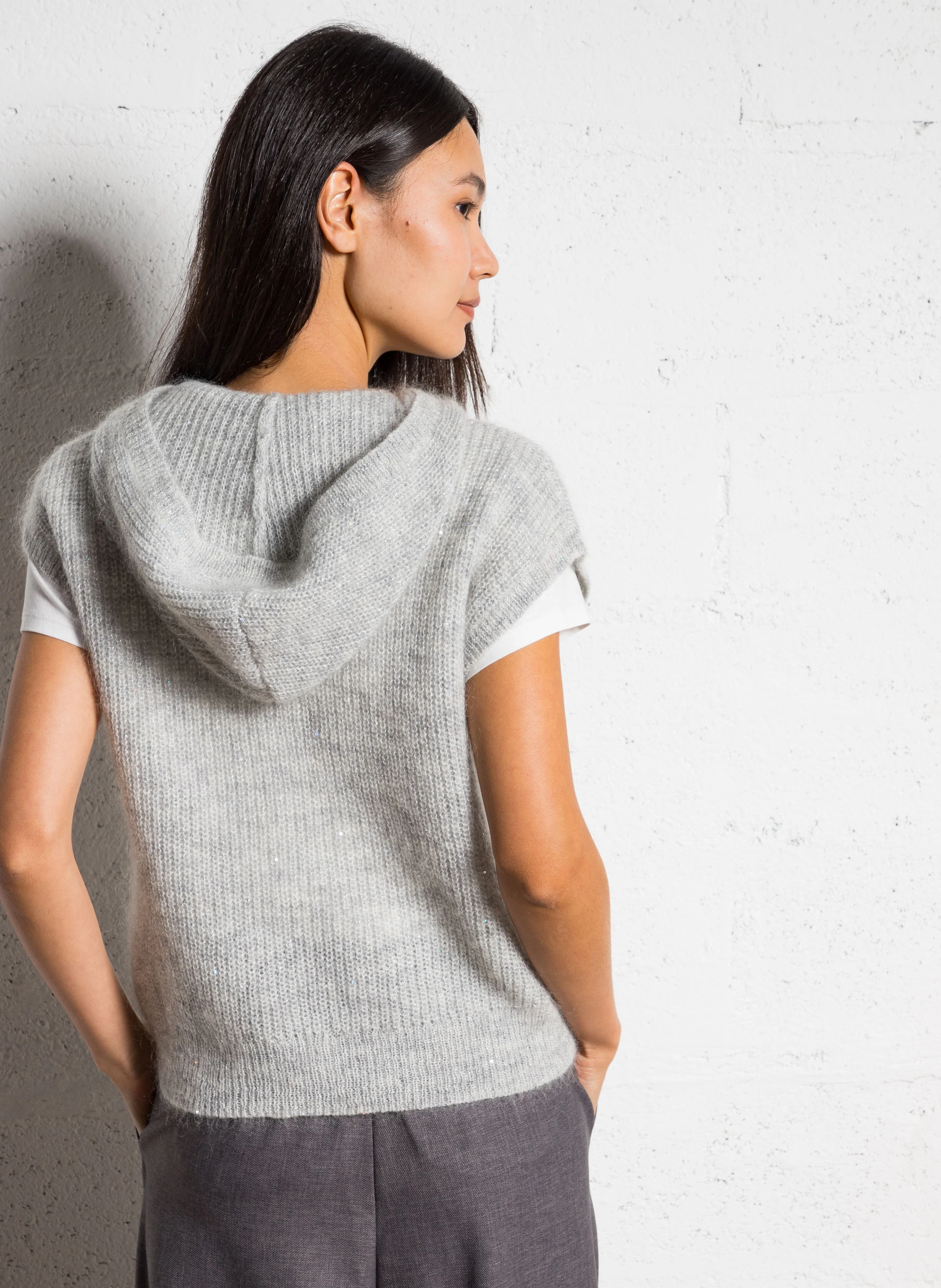 CENA - Pull col capuche en laine mélangée | Gris