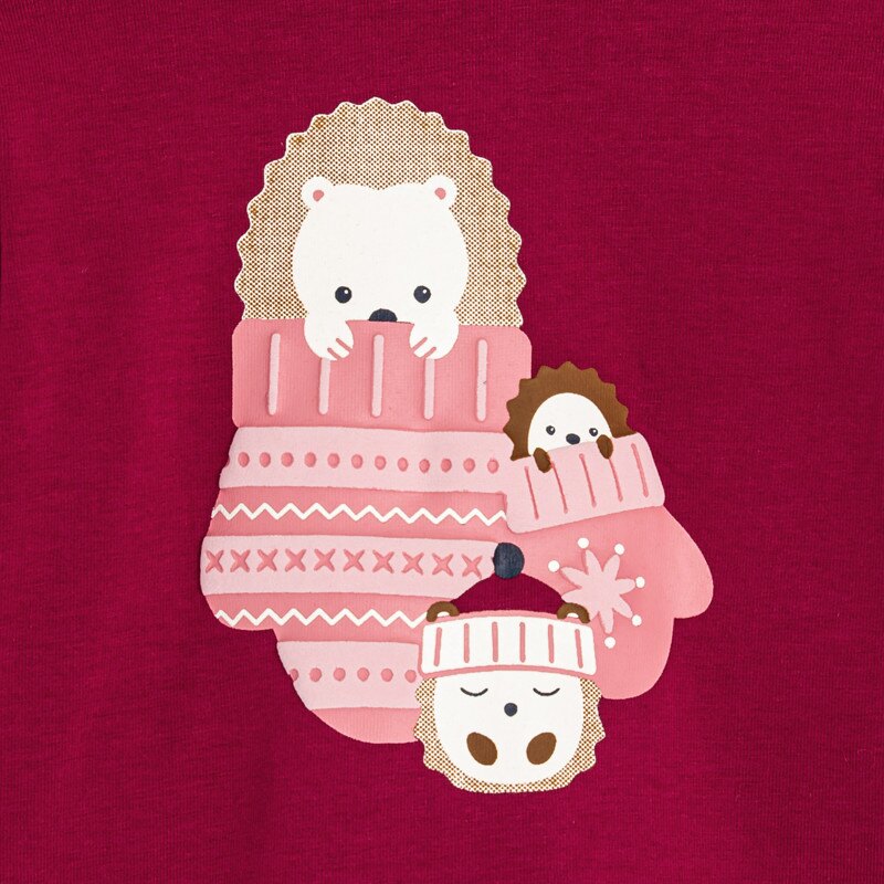 T-shirt col roulé rouge hérissons bébé fille Rose