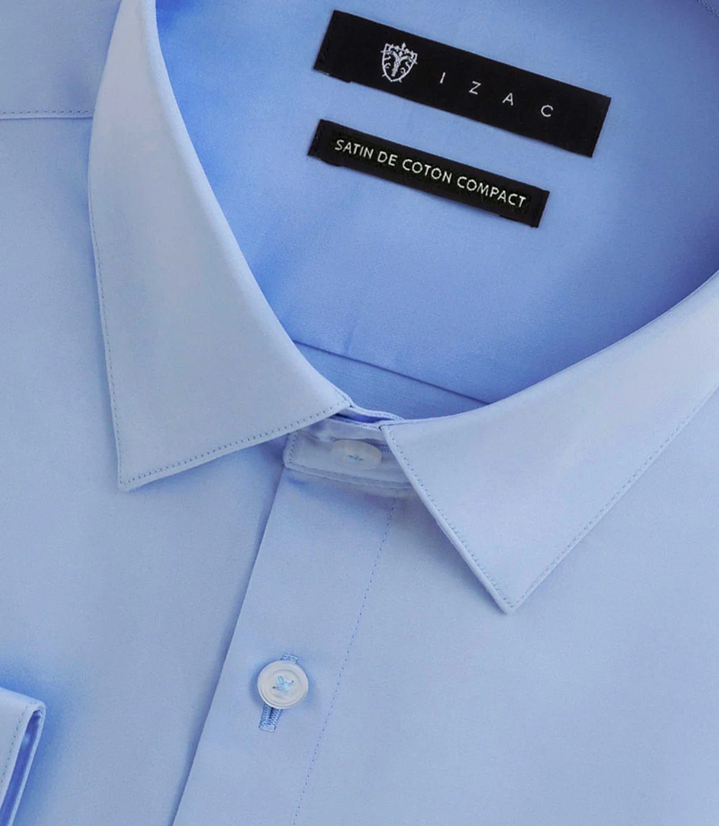 Chemise slim en satin de coton bleu SATINSLIM