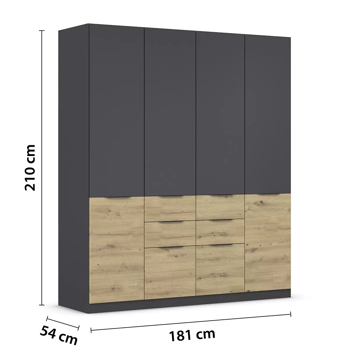 Kleiderschrank 4trg. Max-Extra anthrazit,Artisan Eiche