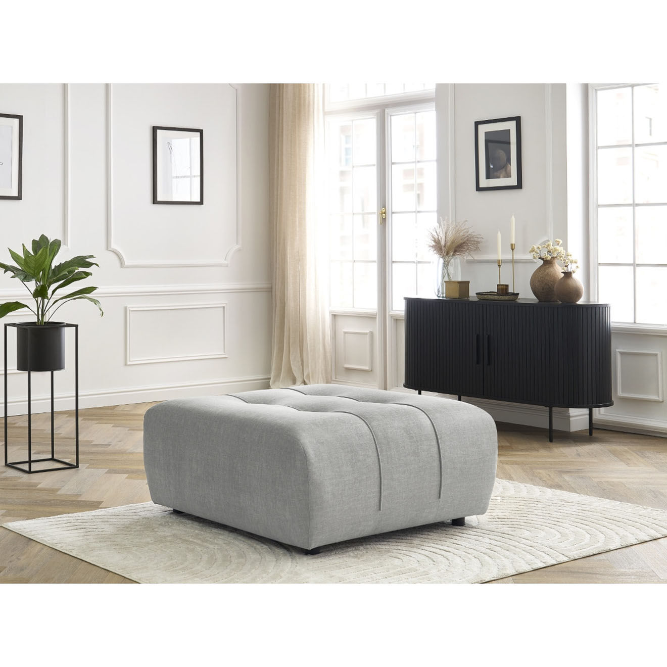 Bobochic Pouf en Velours Arsène gris clair - 100x100x45 cm