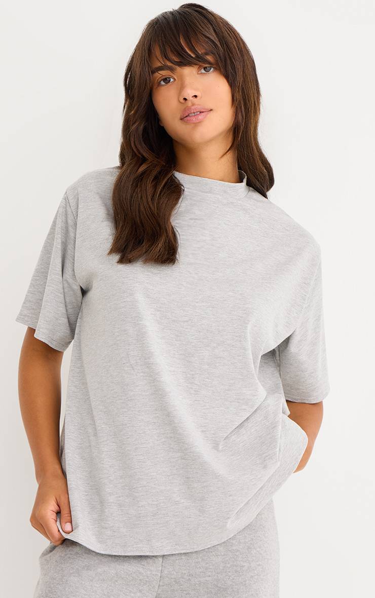 Gris T-shirt Oversize Basique En Coton