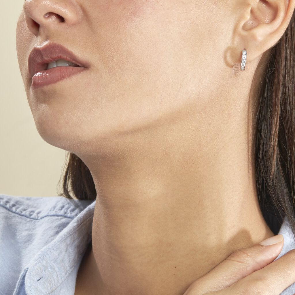 Créoles Anne-sixtine Argent Blanc Oxyde De Zirconium