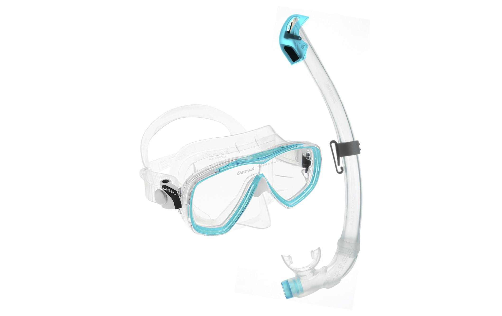 Estrella + Seal Dry Snorkel Combo Clear/AquamarineSchnorchel-Set