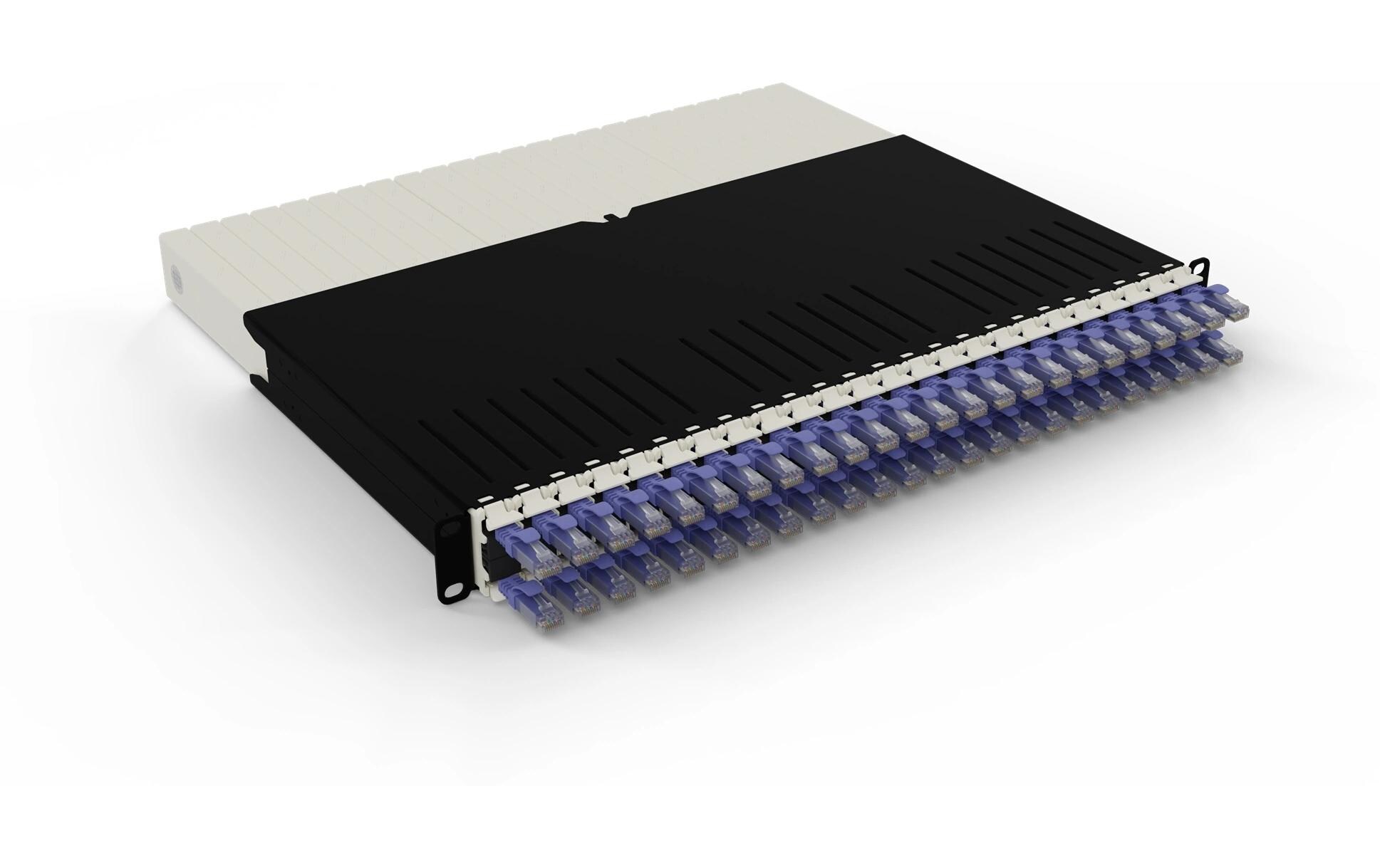 patchbox.one / 8RU / Cat 6A, UTP, 0.8 m, Violett<br>All-in-One Lösung für Ordnung im Netzwerkschrank