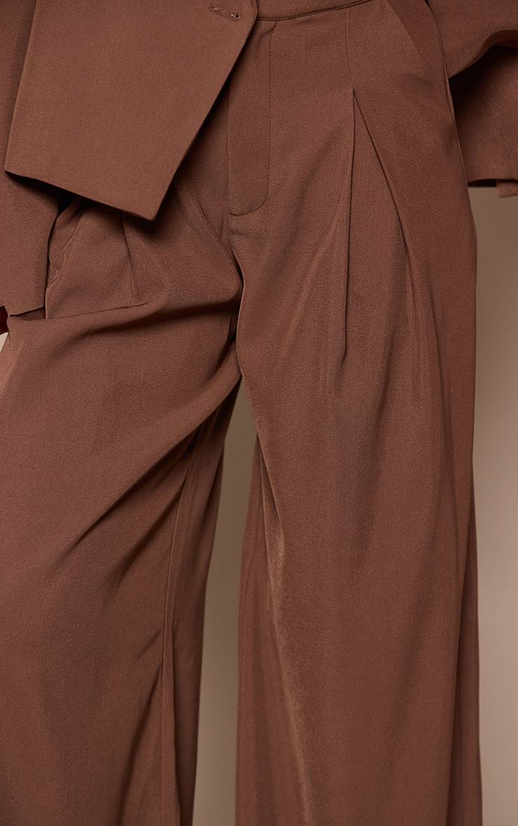 Marron Pantalon Large Plissé Tailleur Champignon Ensemble Coordonné