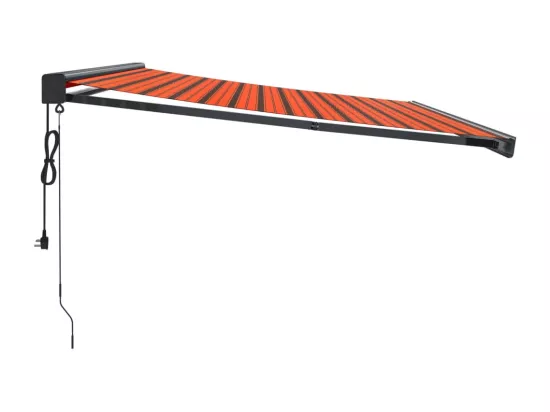 Auvent rétractable orange et marron 4x3 m tissu et aluminium