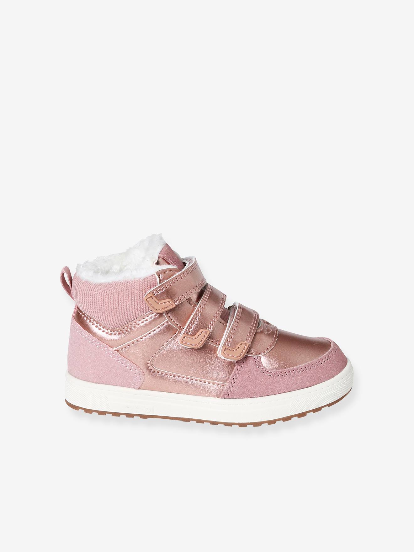 Tênis de cano alto com fecho de velcro para meninas