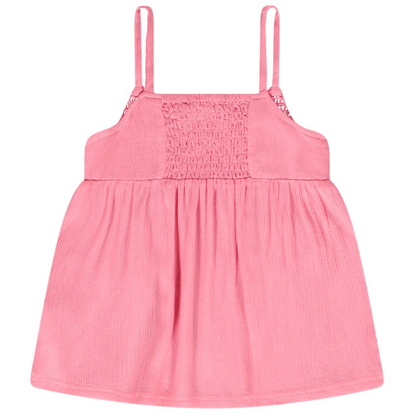 Top uni à bretelles avec buste en crochet pour fille - Multicolore