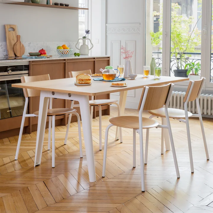TipToe - NEW MODERN Esstisch 95 x 220 cm, Walnuss / cloudy white