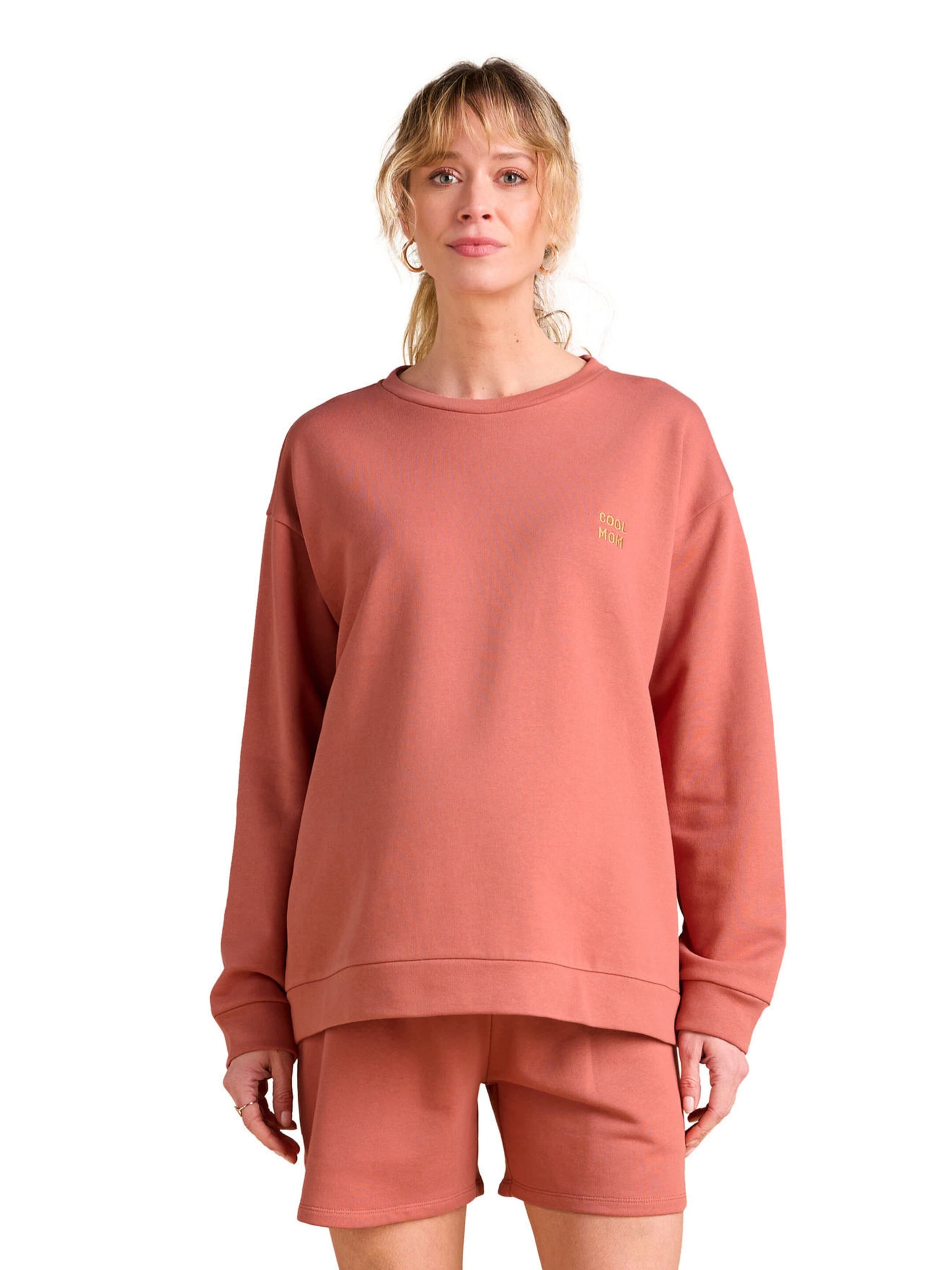 Envie de Fraise Bio-Kollektion: Umstands-Set aus Sweatshirt COOL MOM & Sweatshorts terrakotta