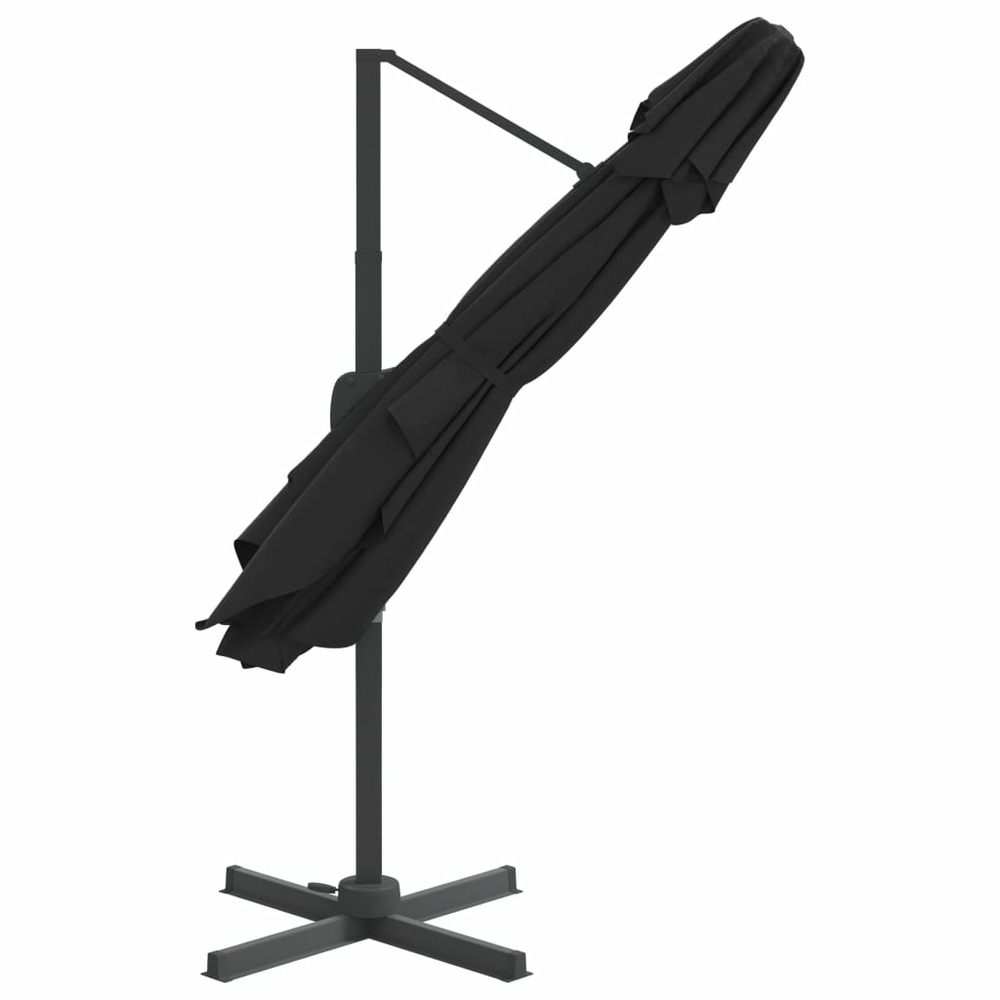 Parasol meuble de jardin cantilever à double toit 400 x 300 cm noir