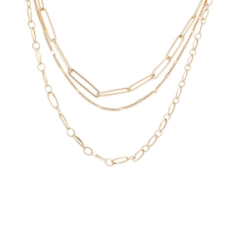 Collier multi rangs en acier doré