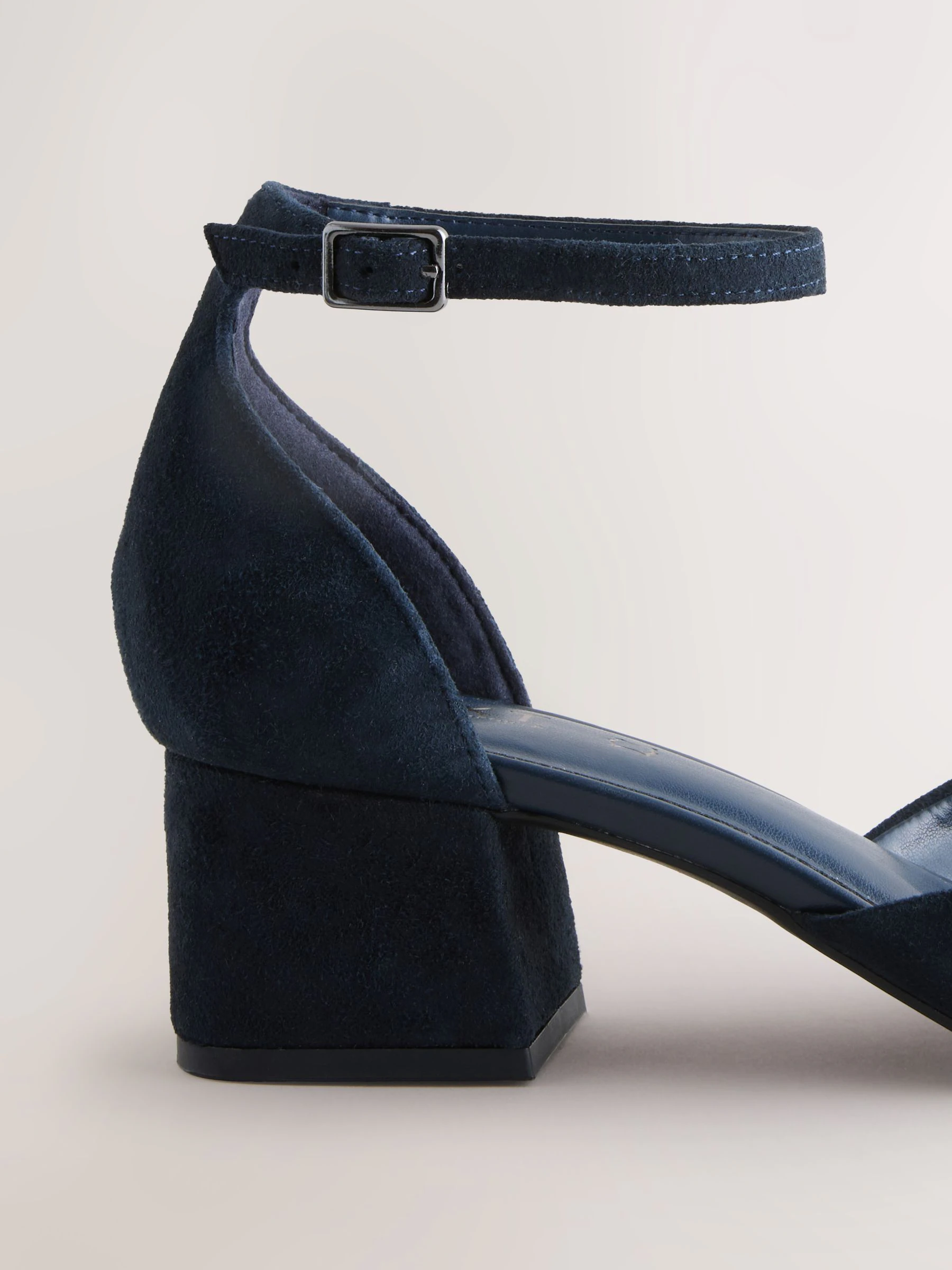 Marineblauw suède - Premium Suede Toe Cap Block Heels