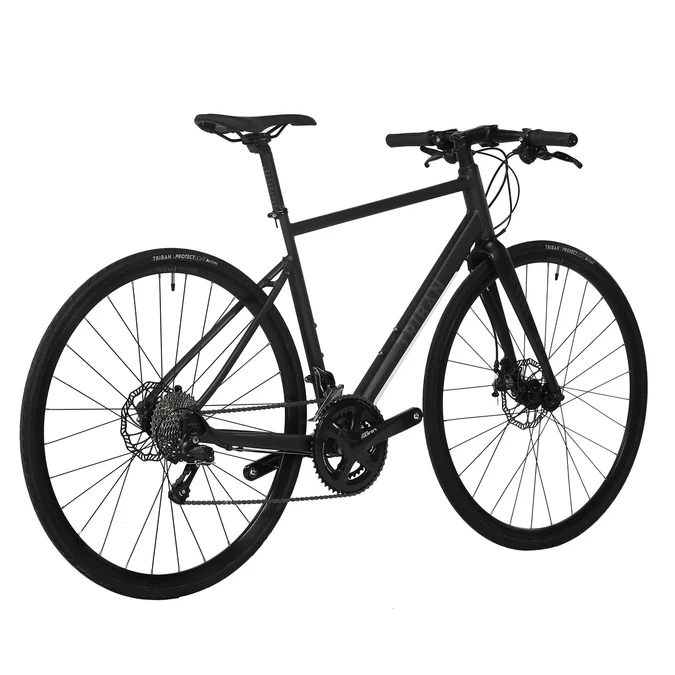 Decathlon Triban - Bicicleta de Estrada Triban RC500 para Adultos, Guidão Reto, Aro 700c, Preta, Tamanho XL