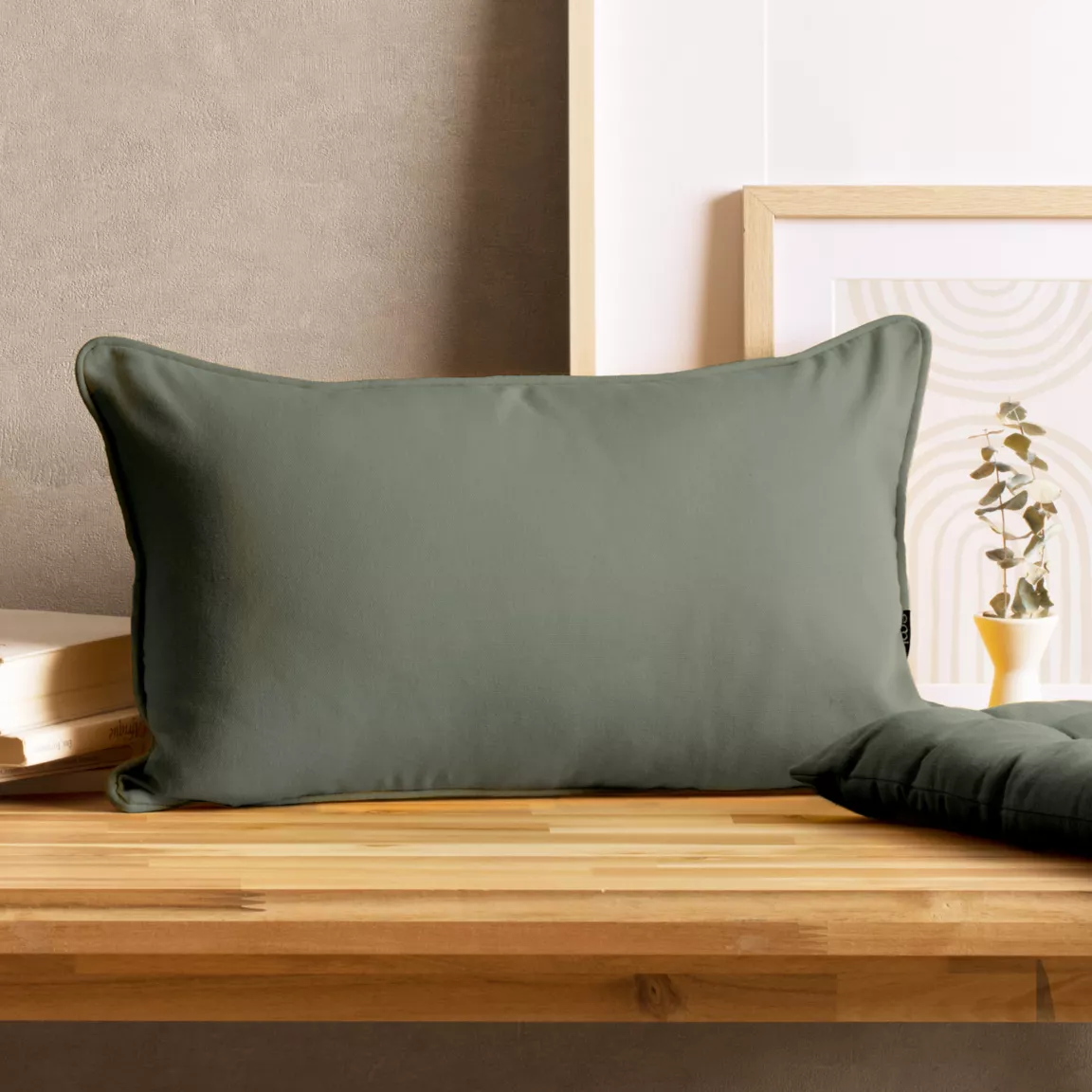 Coussin rectangulaire coton (30 x 50 cm) Pixel Vert kaki