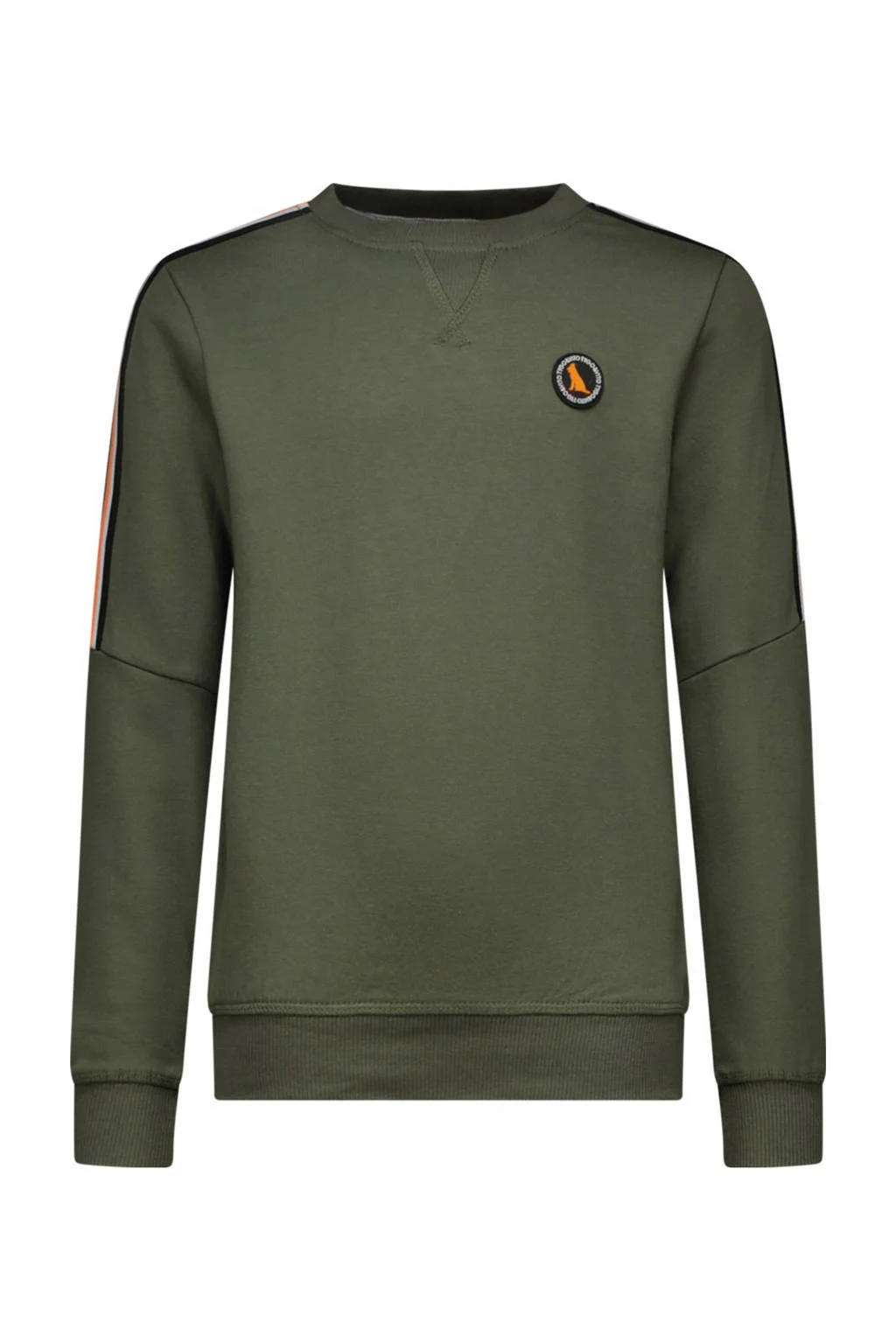TYGO & vito sweater Stan met contrastbies tijmgroen