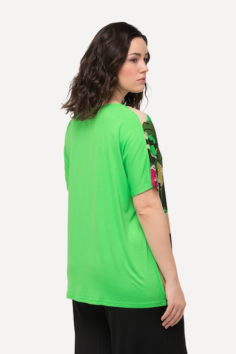 T-Shirt, Palmen, Oversized, Tunika-Ausschnitt, Halbarm