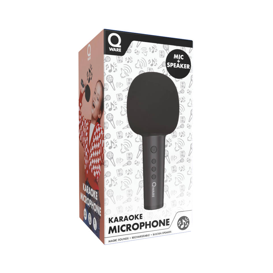 Qware karaoke microfoon + speaker - zwart