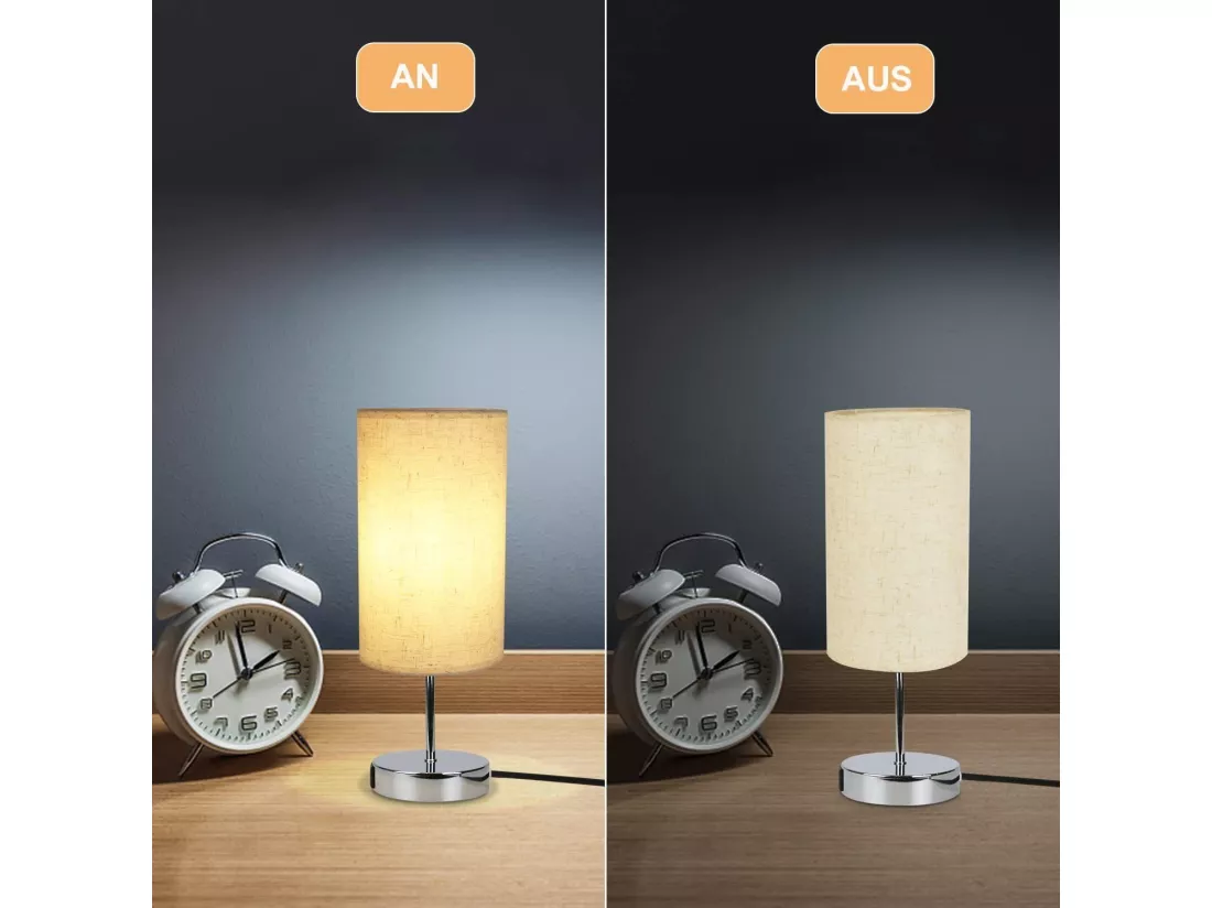 NETTLIFE lampe de chevet tactile dimmable avec fonction de charge lampe de table moderne avec USB E27