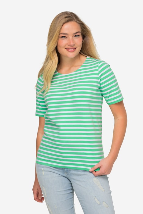 T-Shirt, Classic Fit, Streifen, Rundhals, Halbarm