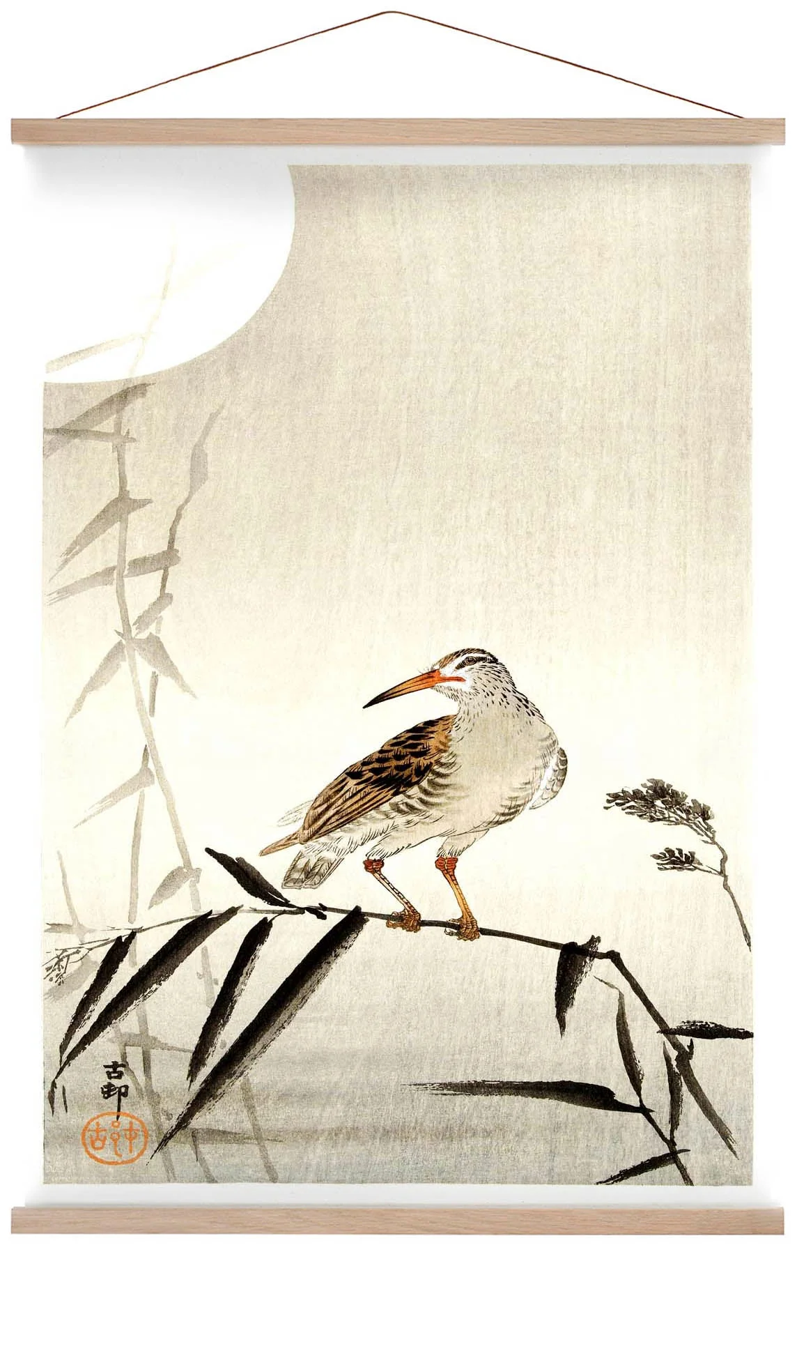 Schwarzer Reiter auf Bambus von Ohara Koson