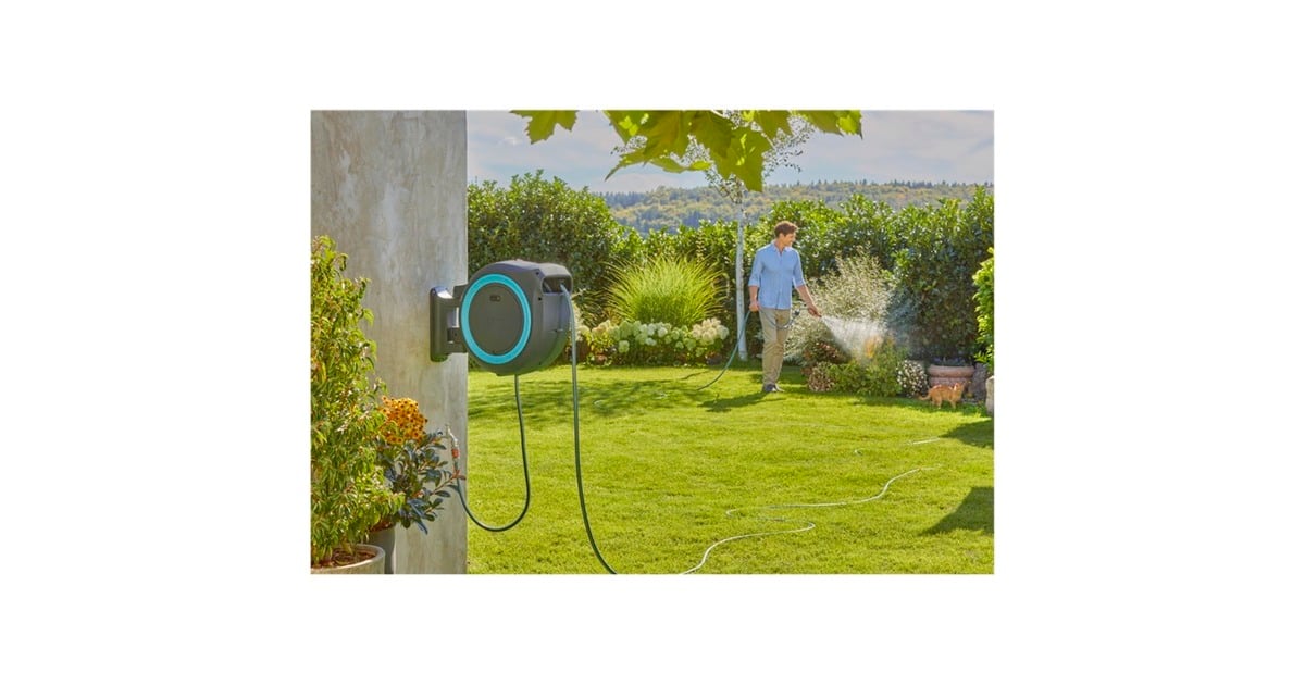 GARDENA40 m Wand-slangenbox Powerroll XXL slanghaspel  (Grijs/turquoise, 40 meter, Accu en oplader niet inbegrepen, POWER FOR ALL ALLIANCE, )