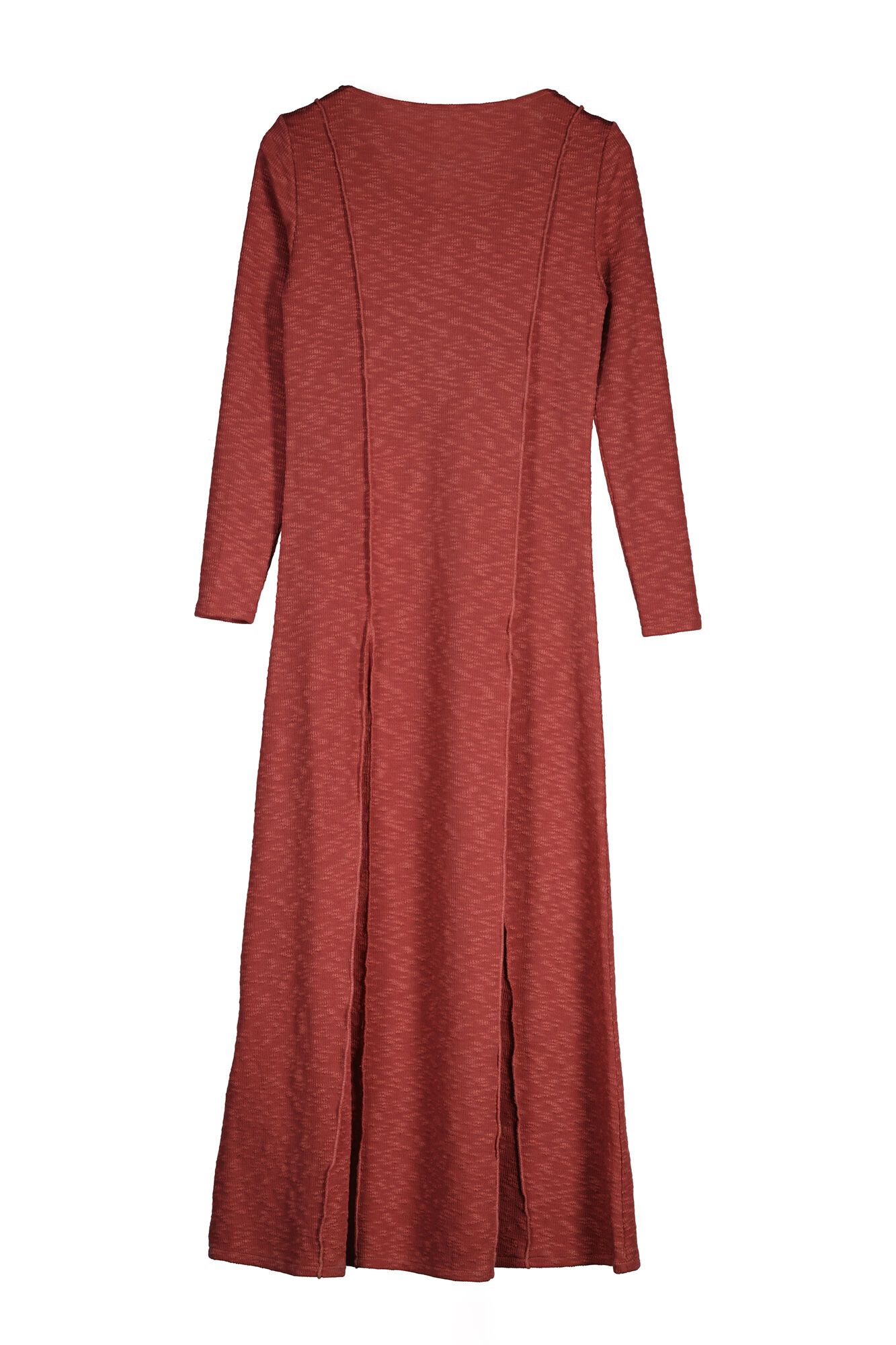 Vestido longo de tricô. - Laranja